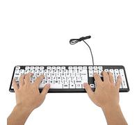 FTVOGUE Old People Keyboard,Low Vision Keyboard USB Wired Old People Keyboard with White Large Print Keys(Black)