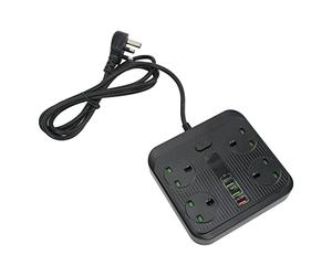 FTVOGUE Power Strip, 40W Fast Charger Power Strip with Intelligent USB Black Large for Home Office Desk Travel, Multiple Charging Options, Stable Structure, Long Service Life