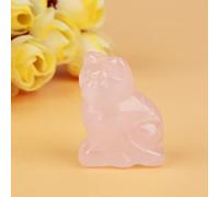 FTVOGUE Rose Quartz Statue Carved Kitten-shaped Figurine Ornament Pink Crystal Healing Stone Gemstone Decoration