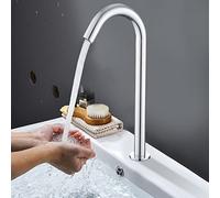 FTVOGUE Sensor Faucet, G1/2in Thread Automatic Induction Water Tap with Control Box and Soft Bubbler for Bathroom Kitchen Hotel Public Basin (Battery Powered-high Model)