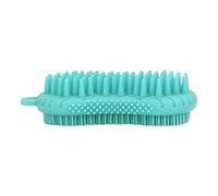 FTVOGUE Silicone Body Scrubber, Dual Sided Silicone Bath Brush with Ergonomic Grip, 5.12 X 1.57 in Massage Exfoliator for Body Hair Scalp, Lathers Well for Shower Use (Green)