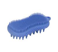 FTVOGUE Silicone Body Scrubber, Dual Sided Silicone Bath Brush with Ergonomic Grip, 5.12 X 1.57 in Massage Exfoliator for Body Hair Scalp, Lathers Well for Shower Use (Blue)