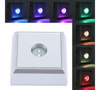 FTVOGUE Square LED Lamp Base Stand Holder, Mirrored Display for Glass and Crystal, Battery Operated with Colorful Lights for Jewelry and Art Pieces (#2)