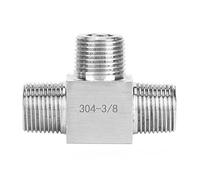 FTVOGUE Stainless Steel Pipe Fitting, 3/8 BSP Thread, 3-Way Tee Connector, 304 Male
