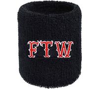 FTW Sweat Band for Wrist - Embroidered Sweat Absorbent Wrist band for Men Women - Black Terrycloth Arm Band for Tennis Volleyball Basketball & other Sports - Gift for Sports Lovers