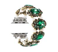 FTWIND Compatible With Apple Watch Band Bead Beaded iPhone Bracelet Strap Fancy Fashion Unique Pretty Replacement Jewelry Emerald Iwatch 38/44/42/40/41/45mm (Ultra&Green (49), 6"-6½" wrists)