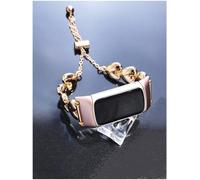 FTWIND Compatible with Fitbit Charge 5 / 6 Bracelet Band for Women - Rose Gold Heart Link Design, Jewelry-Inspired Adjustable Strap for Small Wrists - Elegant Statement Piece for Parties, Dates