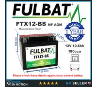 FTX12-BS MF Fulbat Motorcycle Battery
