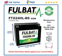 FTX24HL-BS MF Fulbat Motorcycle Battery