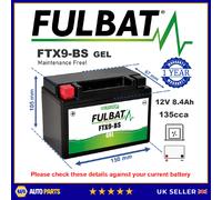 Fulbat Motorcycle Gel Battery FTX9-BS Factory Activated Replaces YTX9-BS
