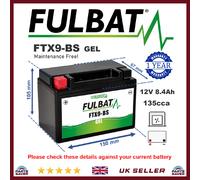 Fulbat Motorcycle Gel Battery FTX9-BS Factory Activated Replaces YTX9-BS