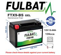 Fulbat Gel Battery - FTX9-BS