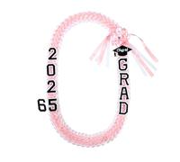 Ftyfty Graduation Leis Class of 2025 Grad Handmade Ribbon Lei Double Braided Ribbon Necklace with Grad Letters,47.2Inch, Average Size, Ribbon Polyester, No Gemstone