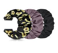 FTYQUEE 3 Pack Elastic Scrunchie Strap Compatible with 16mm 18mm 19mm 20mm 22mm Watch Strap Quick Release Replacement Wristband for Men Women