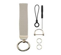 FTYQUEE Elastic Wristlet Keychain, Braided Stretchy Key Chain for Car Keys Keys ID Badges with 2 Keyrings and D ring, For Women Men (Starlight)