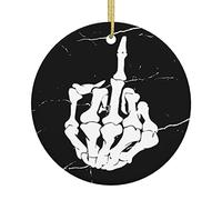 Fu-Ck Off Middle Finger Keepsake Xmas Ornaments Ceramic Remembrance Ornament With Ribbon Ceramic Hanging