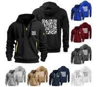 Fu Qr Code Hoodie for Men, Quarter Zip Hoodie Men Unisex Fuck You Funny Qr Code Hoodie, F U Scan Joke Funny Sweatshirts Long Sleeve Pullover Tops Black