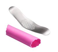 Fu Store Garlic Press 304 Stainless Steel Garlic Rocker Mincer Bonus Food Grade with Silicone Peeler Garlics, Color Random