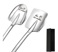 FUAAOLIY 2PCS Ice Cream Spoons, His and Her Ice Cream Shovel Set for Couples Girlfriend Boyfriend, Anniversary or Birthday Gift, Stainless Steel Engraved Spoon for Wedding Christmas Valentine's Day