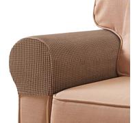 FUAAOLIY Stretch Armrest Covers for Chairs and Sofas, Couch Arm Covers for Sofa Spandex Armrest Covers Anti-Slip Furniture Protector Washable Armchair Slipcovers for Recliner Set of 2 (Coffee)