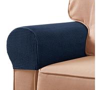 FUAAOLIY Stretch Armrest Covers for Chairs and Sofas, Couch Arm Covers for Sofa Spandex Armrest Covers Anti-Slip Furniture Protector Washable Armchair Slipcovers for Recliner Set of 2 (Navy)