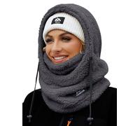 Fuakesor Fleece Balaclava Unisex Windproof Ski Mask Winter Thermal Motorcycle Balaclava Women Ski Face Cover Men Neck Warmer Scarf Cold Weather Hat(Dark Grey)