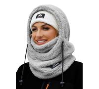 Fuakesor Fleece Balaclava Unisex Windproof Ski Mask Winter Thermal Motorcycle Balaclava Women Ski Face Cover Men Neck Warmer Scarf Cold Weather Hat(Grey)