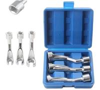 FUANA 1/2" Drive for Fuel Injector Line Socket Wrench Set 3-Pc Open-End Wrenches (14mm,17mm,19mm) with Chrome-Plated Heads for Auto Repair