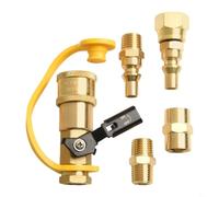 FUANA 1 4 Inch RV Quick Connect Adapter Kit, Brass Propane Hose Fitting with Shut-Off Valve for Low Pressure Gas Grill, Heater and Barbecue