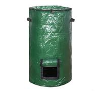 FUANA 10 Gallon Compost Bag with Lid and Side Window, PE Woven Garden Composter Kitchen Waste Grass Leaves Weeds, Foldable Reusable Outdoor Soil Enrichment Bin Green