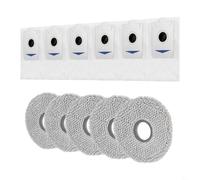 FUANA 11 Pcs Dust Bags Microfibre Mop Cloth Kit for Bosch Spotless Max | 5 Mop Cloths 6 Dust Bags Spare Parts Kit Part BHZRMP3+BHZRDB for Bosch Spotless Max BCRDW3B, BCRDW3BAB, BCRDW3BX Robot Vacuum