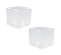 FUANA 2 Pack Clear Acrylic Baseball Display Case 8x8x8cm for Cube Holder with Four Corner Support Souvenir Collection Storage and Showcase