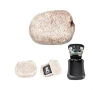 FUANA 2 Pack Resin Fake Rock Key Hider with 4-Digit Combination Lock, Weatherproof Outdoor Spare Key Storage Box for Garden Yard Porch,Realistic Stone Design(Yellow)