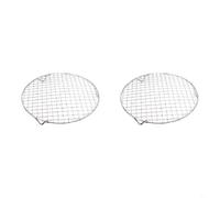 FUANA 2 Pack Round Stainless Steel Cooking Grids for Air Fryer Oven BBQ | 201 Stainless Steel, 20mm Legs For Stability, Optimal Airflow For Even Heating, Fits Air Fryers & Ovens, Pack Of 2