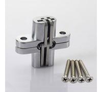 FUANA 2 PCS Invisible Cross Hinges for Wooden Cabinet Cupboard Door Boxes, Zinc Alloy Stainless Steel, 13 x 45mm, for Folding Doors Door Lock