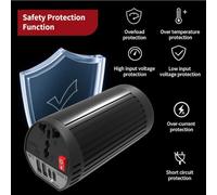 FUANA 200W Car Power Inverter DC 12V to AC 220V with 2 USB-C and 2 USB-A for Fast Charging, LCD Display, Modified Sine Wave, Compact Cup Holder Design Earphone Cable