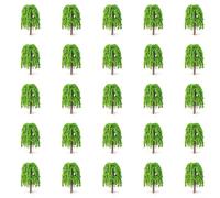 FUANA 25pcs Green 3D Model Trees 5.5cm Willow Style for Train Railway Sand Table Garden Diorama Handmade Plastic Resin Landscape Props