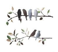 FUANA 2Pcs Metal Birds Wall Art - Iron Branch Decor Set for Indoor Outdoor Use Weather Resistant Sculptures for Home Garden Balcony