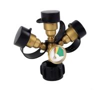 FUANA 3 Way Propane Distributor Propane Tank 3 Y Splitter Adapter With Integrated Illuminated Gauge Outdoor Cooking Accessory for BBQ, Camping(3Y Type)