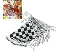 FUANA 30 M Longer Race Car Birthday Banner Decoration Big Black And White Checkered Flag Two Fast Theme Party Supplies Boy Birthday