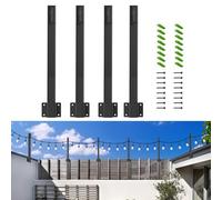 FUANA 4-Pack Metal String Light Stands for Outdoor Use Wall Fence Deck Mount No Assembly Required Black