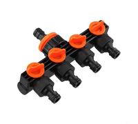 FUANA 4-Way Hose Diverter with Individual Valve Control, for Heavy Duty Plastic Garden Watering Connector Distributor Irrigation and Lawn Care, Leakproof Design, Black and for Orange