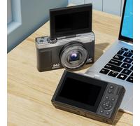 FUANA 4K Retro Digital Camera for Vlogging, 64MP UHD with 16X Zoom and 3-Inch Flip Screen, Type-C Fast Charging for Travel Earphone Cable