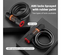 FUANA 5-Digit Combination Bike Lock with Built-in Taillight for Night Visibility, 12mm Steel Cable with PVC Coating, Rechargeable via Type-C Bike Repair Kit