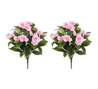 FUANA Artificial Impatiens Silk Flower Bouquet 38cm Realistic Fake Flowers for Home Garden Wedding Decor Party(Pink)