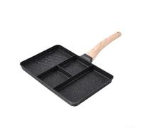FUANA Breakfast Pan with Four Cavities Non-Stick Griddle Pan for Eggs Sausages Induction Compatible(Black)