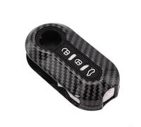 FUANA Carbon Black TPU Car Key Cover Case Compatible with Fiat 500 Ducato Abarth Punto Doblo Exterior Trim Protection