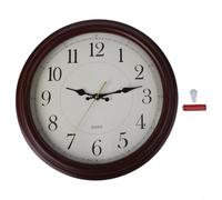 FUANA Classic Silent Wall Clock 33 cm, Non-Ticking Operated Vintage Round Clock with Clear Arabic Numerals for Living Room Kitchen Office Decor
