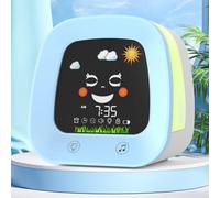 FUANA Colorful Kids Alarm Clock with Sound Machine and Night Light, for Pink or Blue Earphone Cable
