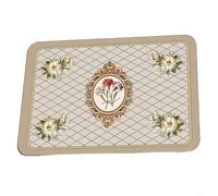 FUANA Diatomaceous Earth Kitchen Mat, Absorbent Dish Drying Pad with Non-Slip Rubber Backing and Floral Design(Flower in the Mirror)